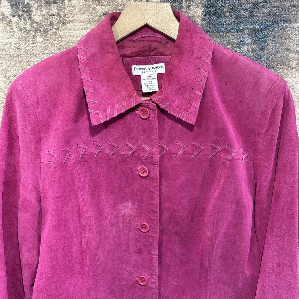 Vintage 90s Drapers & Damons Pink Suede Leather Western Jacket Petite M